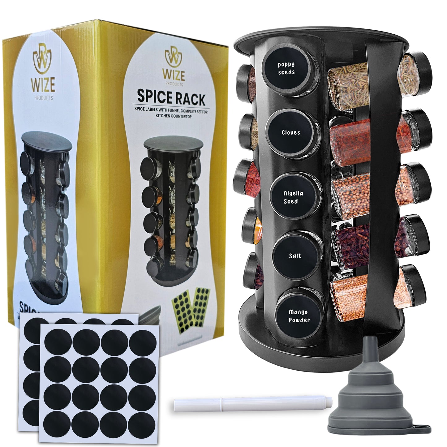 20 Spice Jar Rotating Spice Rack Organizer
