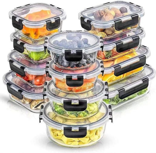 12-Pack Glass Meal Prep Containers with Airtight Leak-Proof Lids - 24-Piece Food Storage Containers Set, Microwave, Oven, Freezer & Dishwasher Safe, BPA-Free
