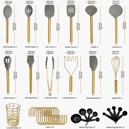 38 Piece Gold Cooking Utensils Set