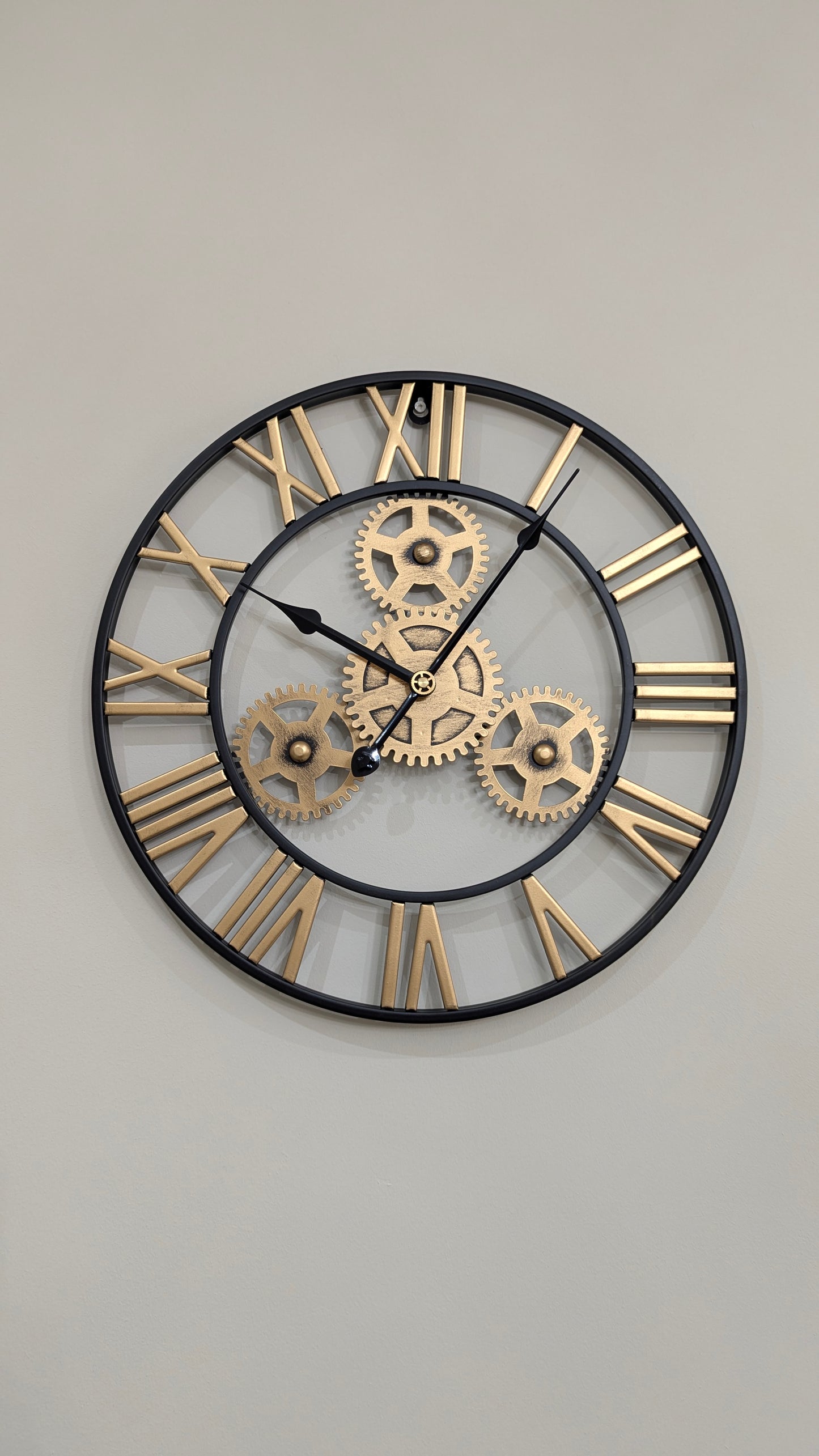 40cm Wall Clock,3D Gear Vintage Industrial Silent Roman Numeral Wall Clock