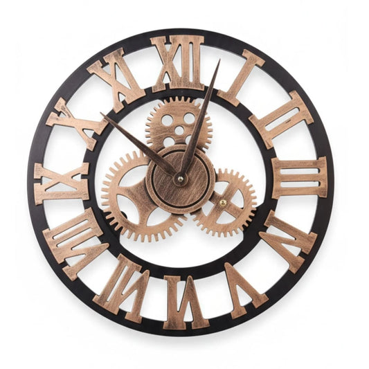 3D Vintage Wall Clock, Handmade Roman Numeral Wall Watches Industrial Gear European Retro Clocks Creative Art Decoration for Living Room, Restaurant, Office, Bar, Kitchen 40cm