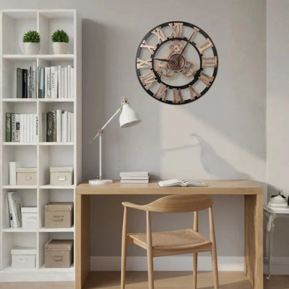 3D Vintage Wall Clock, Handmade Roman Numeral Wall Watches Industrial Gear European Retro Clocks Creative Art Decoration for Living Room, Restaurant, Office, Bar, Kitchen 40cm
