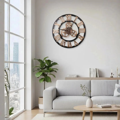 3D Vintage Wall Clock, Handmade Roman Numeral Wall Watches Industrial Gear European Retro Clocks Creative Art Decoration for Living Room, Restaurant, Office, Bar, Kitchen 40cm